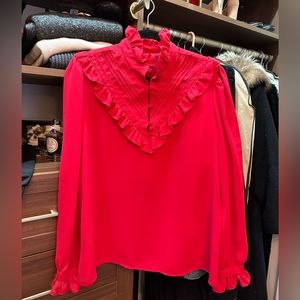 Vintage 80’s Ruffle Red Blouse